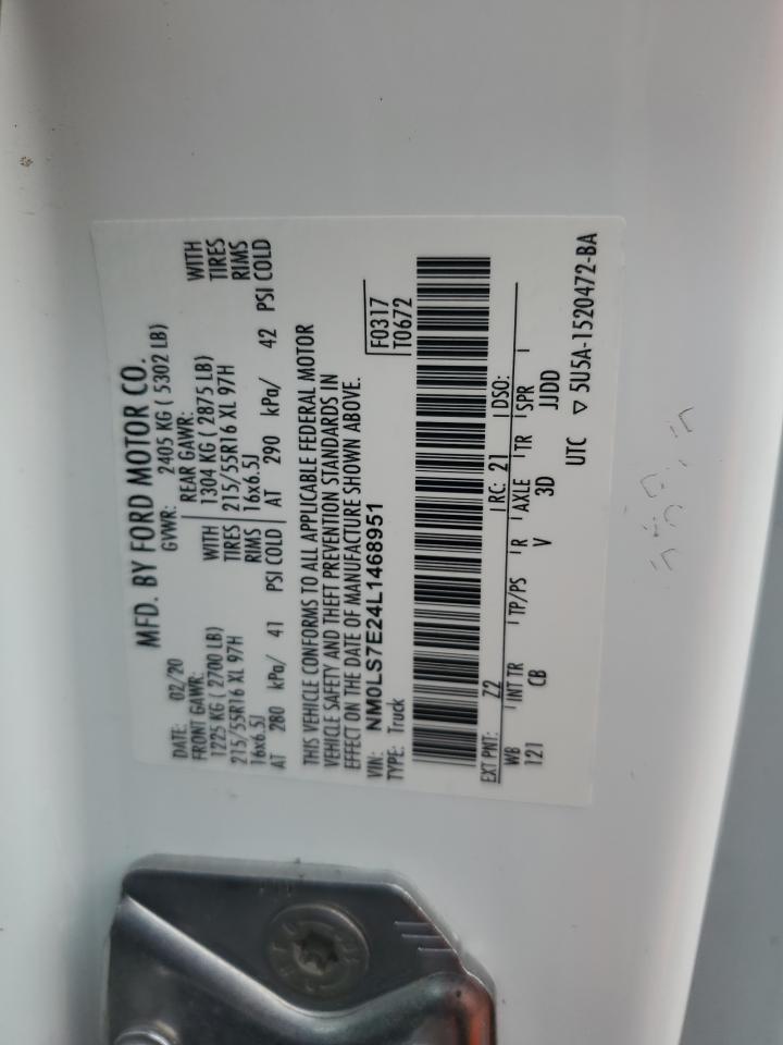 2020 Ford Transit Connect Xl VIN: NM0LS7E24L1468951 Lot: 66161395