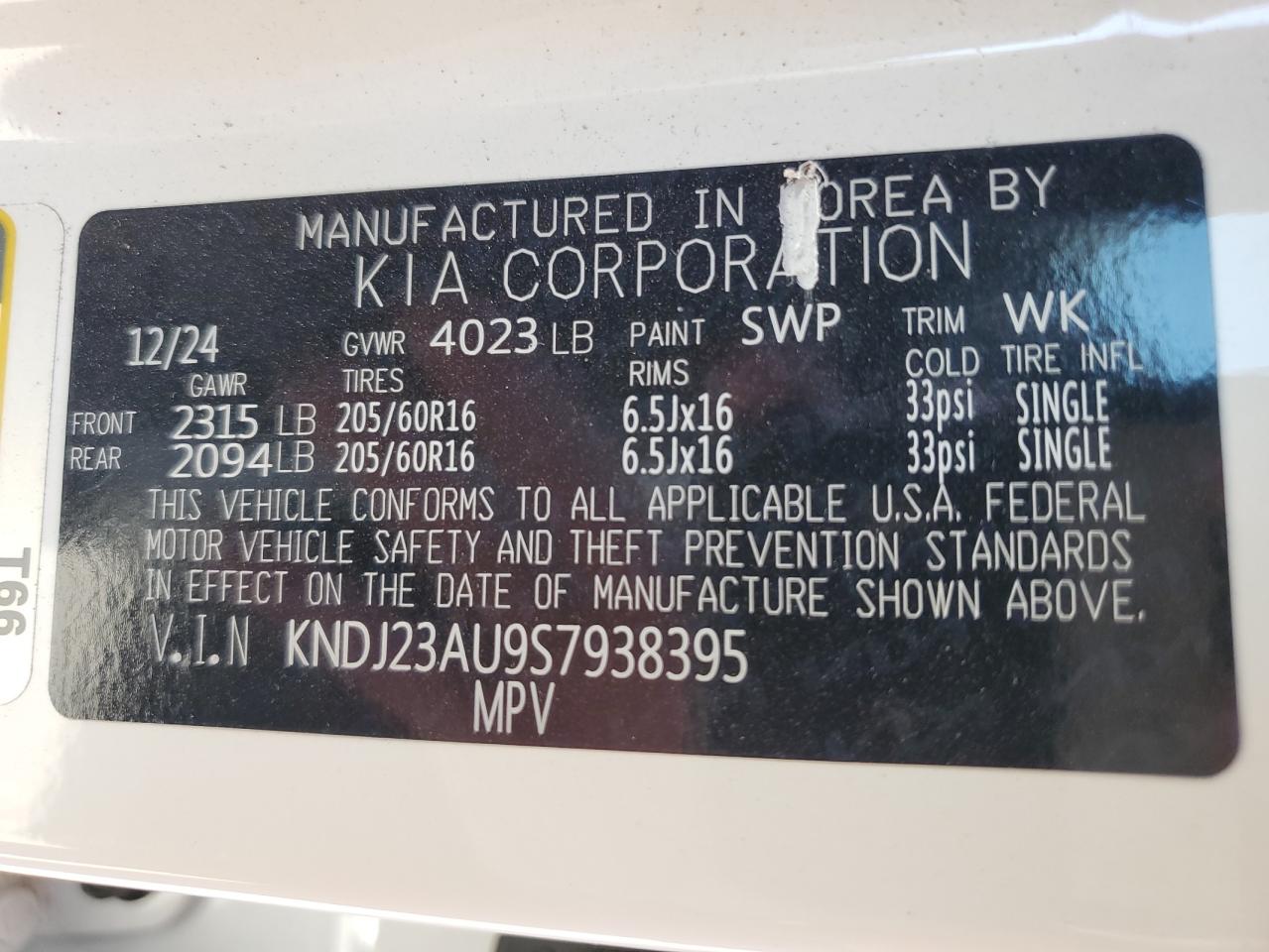 2025 Kia Soul Lx VIN: KNDJ23AU9S7938395 Lot: 65026575