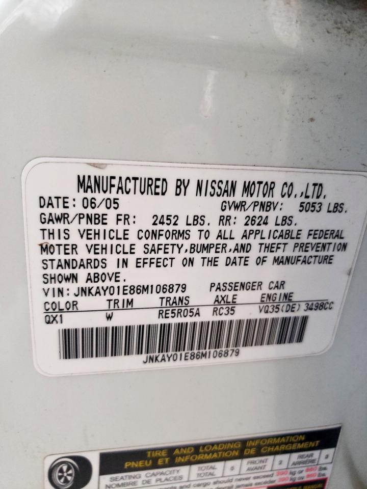 2006 Infiniti M35 Base VIN: JNKAY01E86M106879 Lot: 65029485