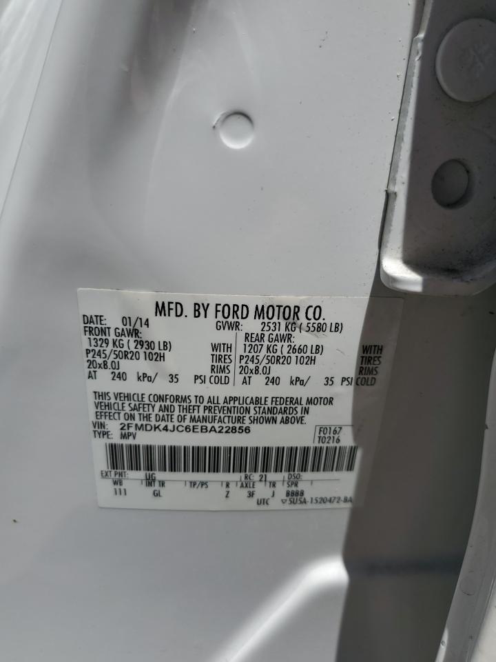 2014 Ford Edge Sel VIN: 2FMDK4JC6EBA22856 Lot: 64637335