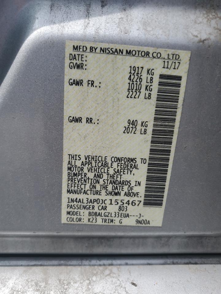 2018 Nissan Altima 2.5 VIN: 1N4AL3AP0JC155467 Lot: 63656755
