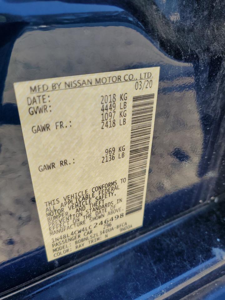 2020 Nissan Altima Sr VIN: 1N4BL4CW4LC246498 Lot: 65152615