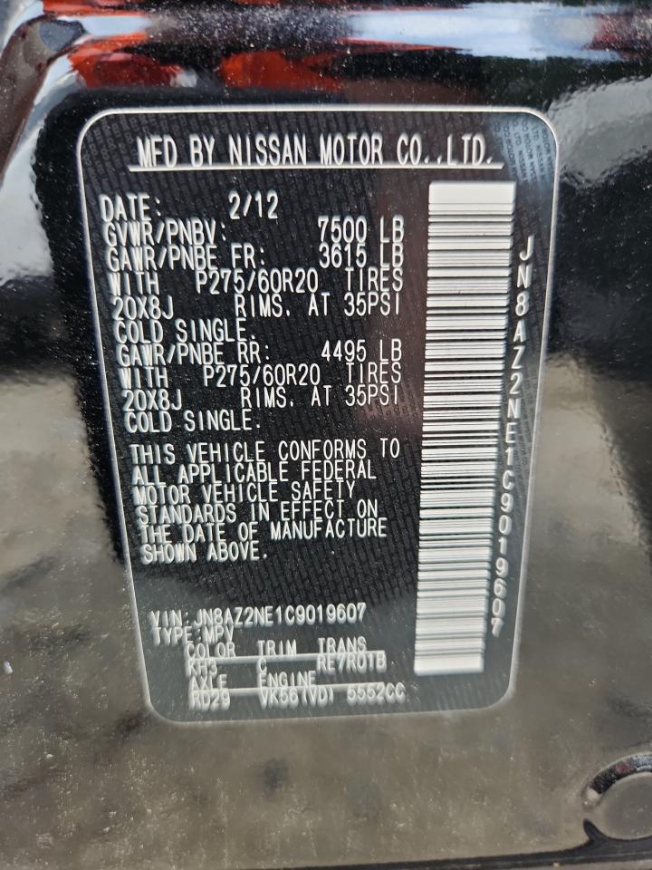2012 Infiniti Qx56 VIN: JN8AZ2NE1C9019607 Lot: 63665175