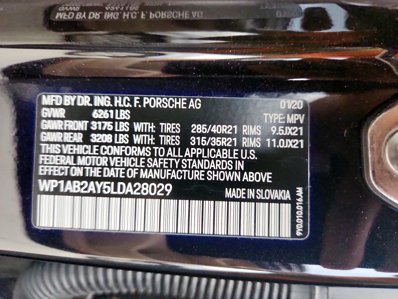 2020 Porsche Cayenne S VIN: WP1AB2AY5LDA28029 Lot: 63108345