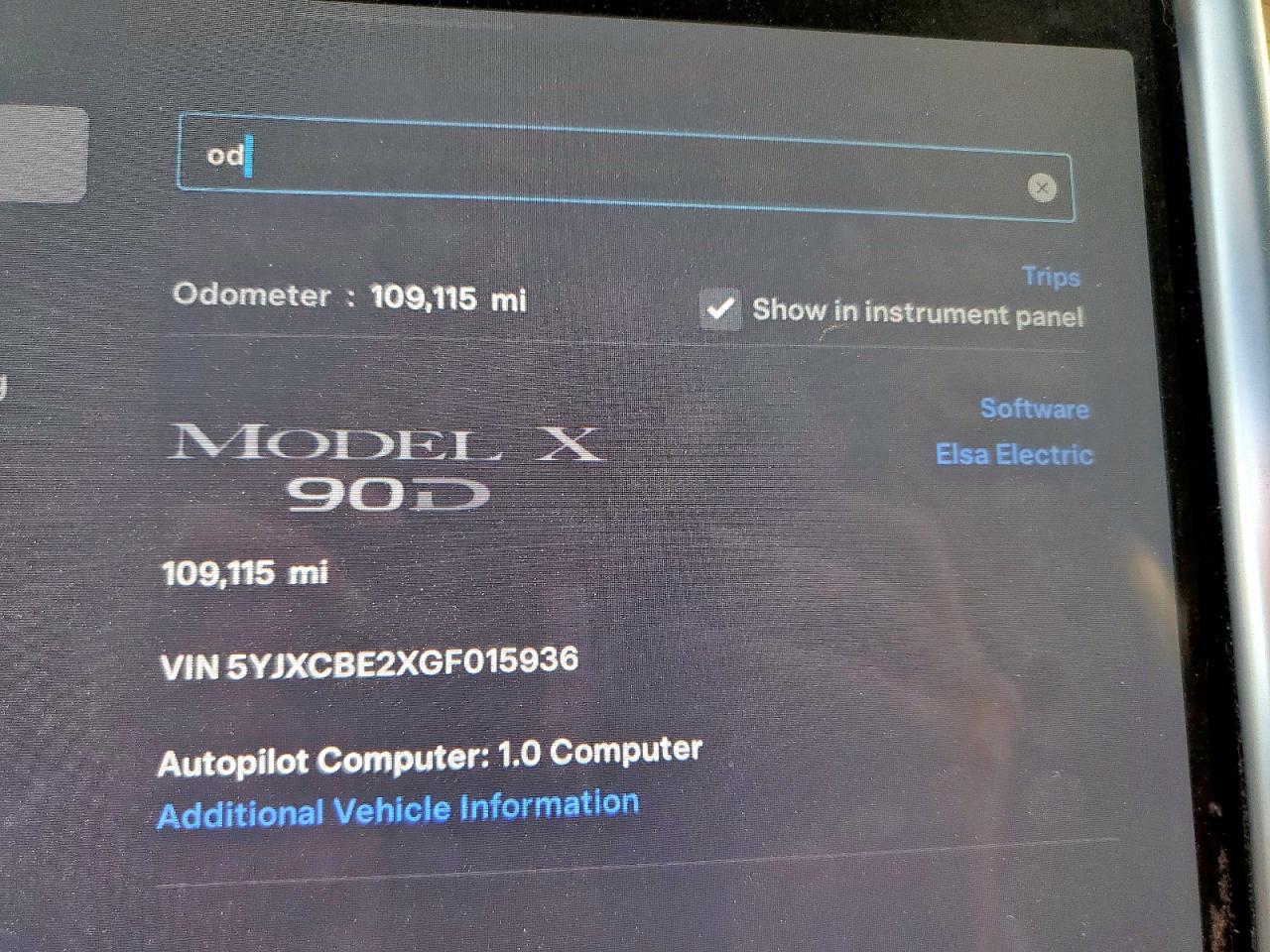 2016 Tesla Model X VIN: 5YJXCBE2XGF015936 Lot: 65657765