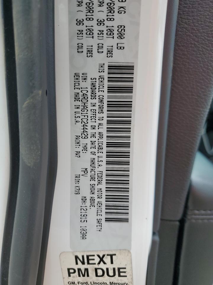 2015 Dodge Durango Sxt VIN: 1C4RDHAG1FC244429 Lot: 64962635