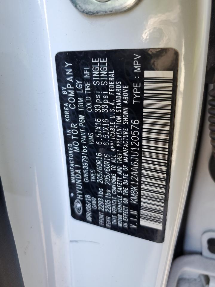 2018 Hyundai Kona Se VIN: KM8K12AA6JU120576 Lot: 65054605