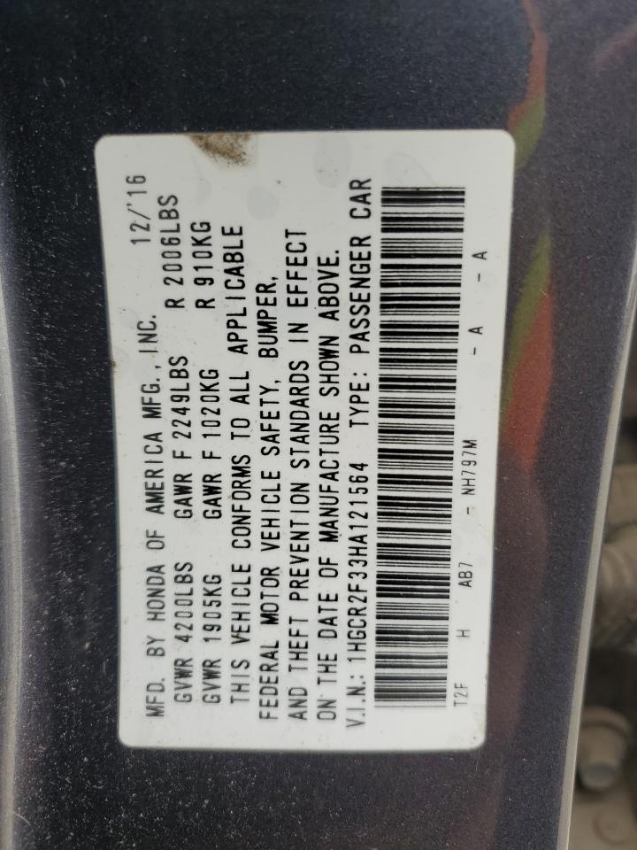 2017 Honda Accord Lx VIN: 1HGCR2F33HA121564 Lot: 64756675