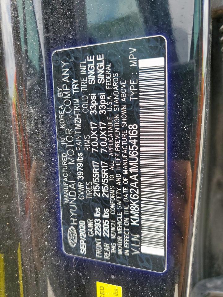 2021 Hyundai Kona Sel Plus VIN: KM8K62AA1MU654168 Lot: 63581235