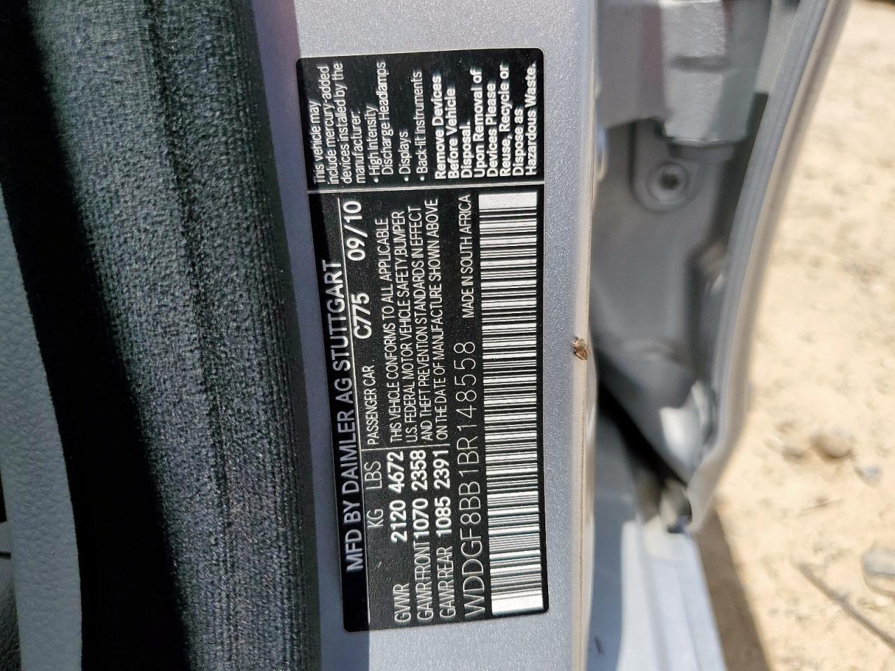 2011 Mercedes-Benz C 300 4Matic VIN: WDDGF8BB1BR148558 Lot: 62950315