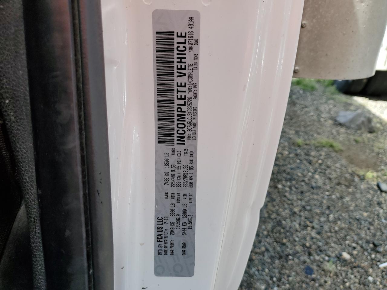 2019 Ram 4500 VIN: 3C7WRLCJ3KG625726 Lot: 59281405