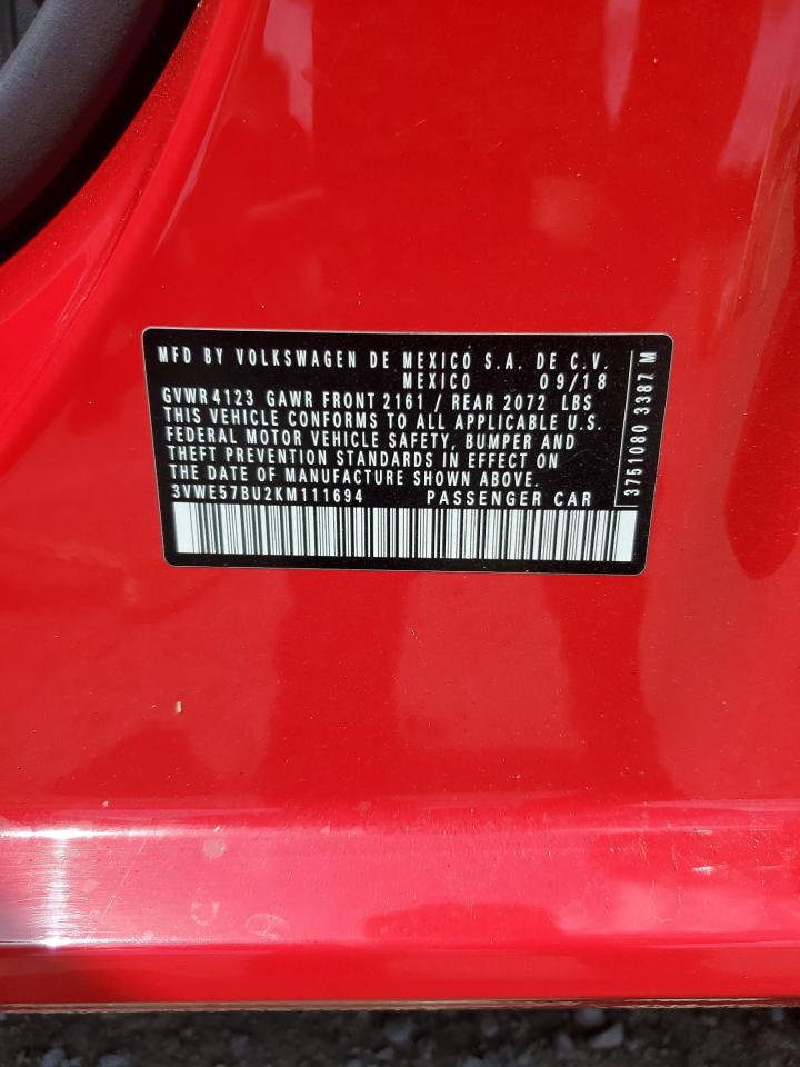 2019 Volkswagen Jetta Sel VIN: 3VWE57BU2KM111694 Lot: 64620265