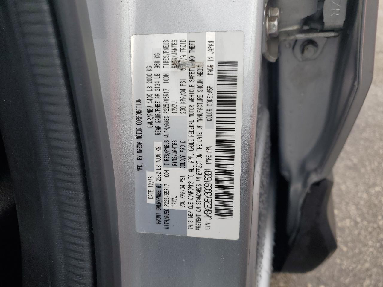 2016 Mazda Cx-5 Sport VIN: JM3KE2BY3G0916391 Lot: 63423435