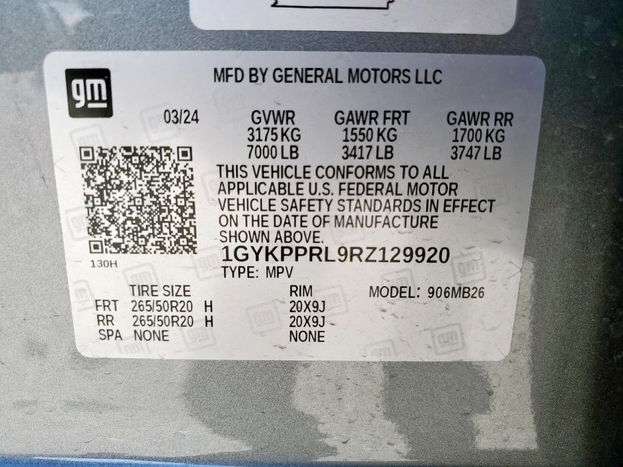 2024 Cadillac Lyriq Luxury VIN: 1GYKPPRL9RZ129920 Lot: 65070485