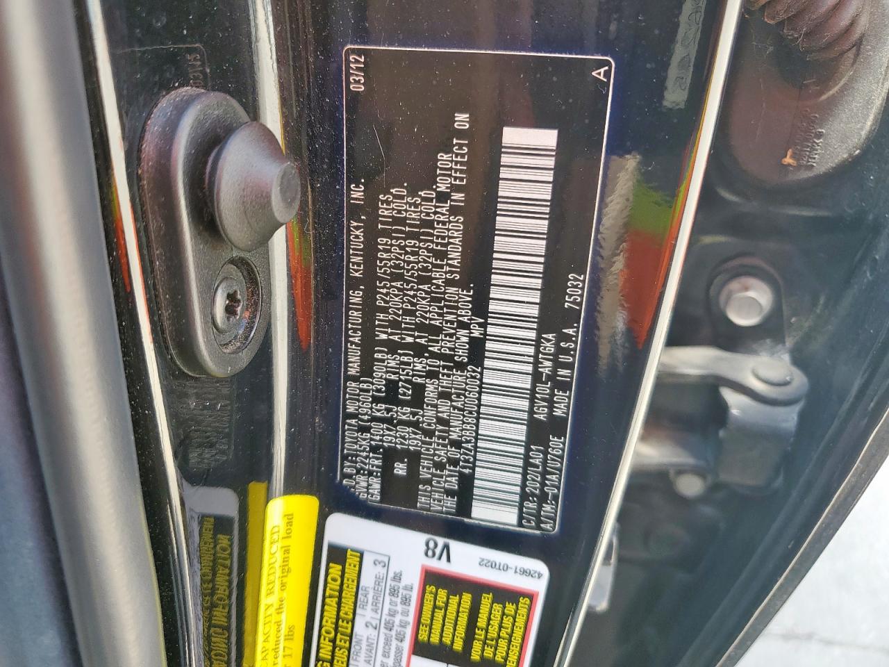 2012 Toyota Venza Le VIN: 4T3ZA3BB8CU060032 Lot: 63748895