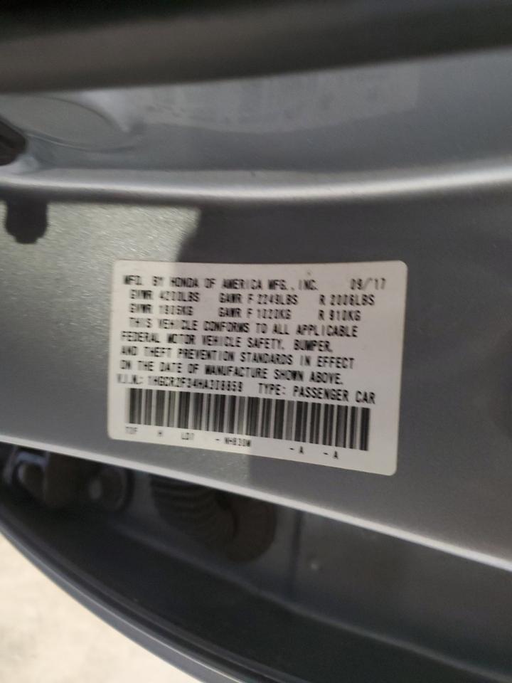 2017 Honda Accord Lx VIN: 1HGCR2F34HA308859 Lot: 65195555