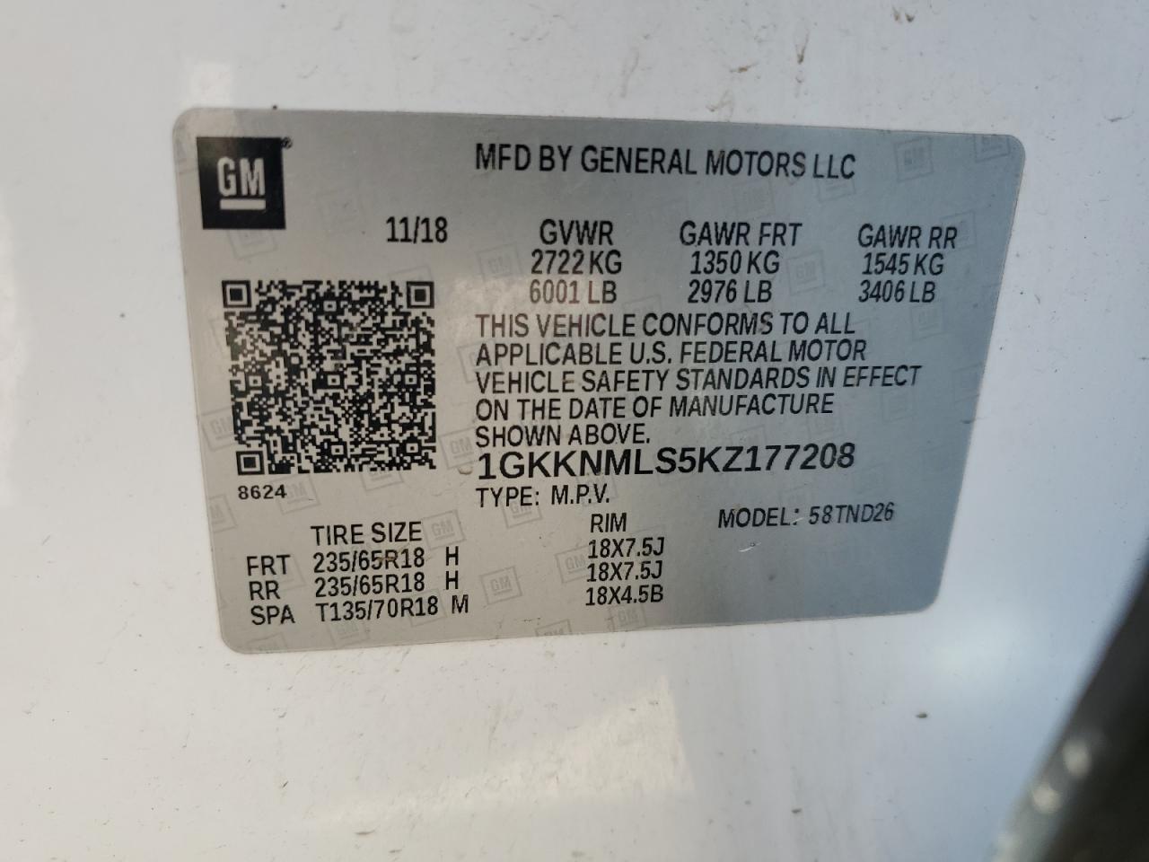 1gkknmls5kz177208 1GKKNMLS5KZ177208 2019 GMC Acadia Slt-1