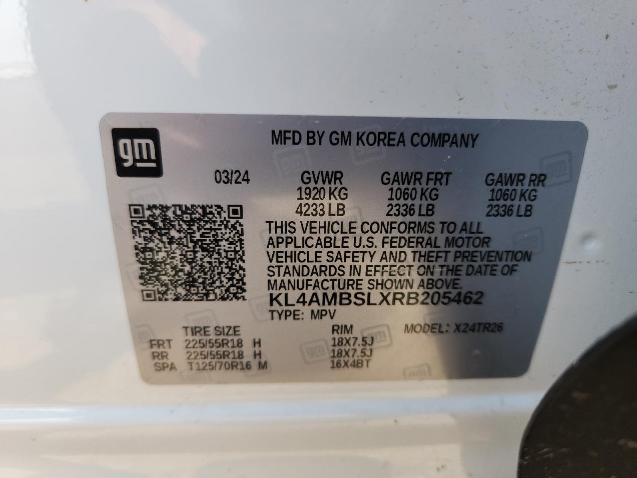 2024 Buick Encore Gx Preferred VIN: KL4AMBSLXRB205462 Lot: 65338565