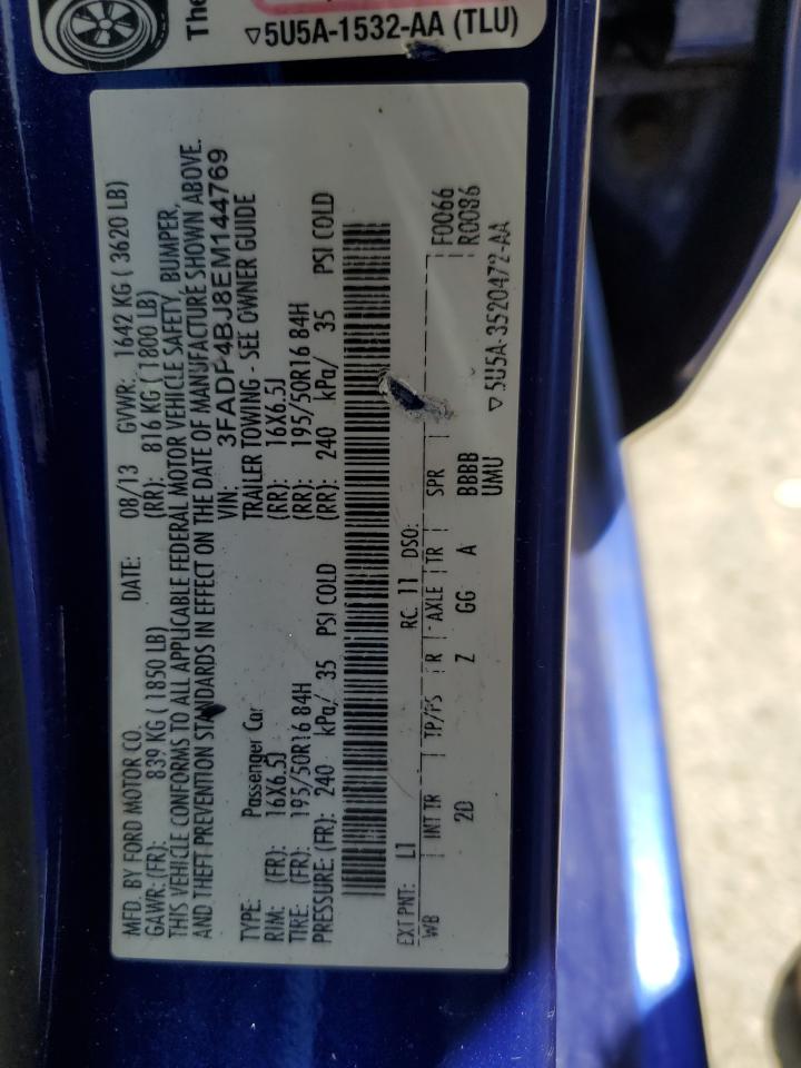 2014 Ford Fiesta Se VIN: 3FADP4BJ8EM144769 Lot: 65448535