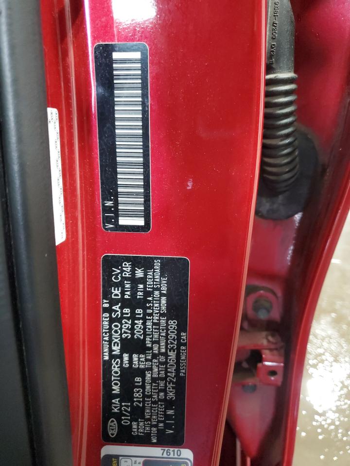 2021 Kia Forte Fe VIN: 3KPF24AD6ME329098 Lot: 63384795
