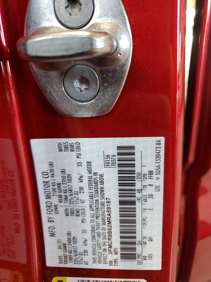 2021 Ford Bronco Sport Big Bend VIN: 3FMCR9B62MRA59187 Lot: 64819135