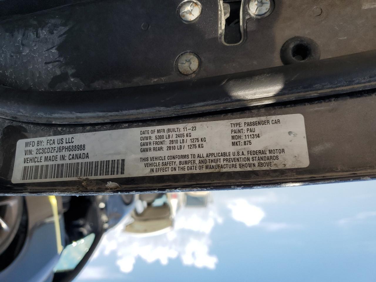 2023 Dodge Challenger R/T Scat Pack VIN: 2C3CDZFJ6PH688988 Lot: 66262755