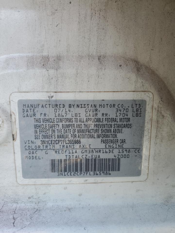 2015 Nissan Versa Note S VIN: 3N1CE2CP7FL365986 Lot: 65275345