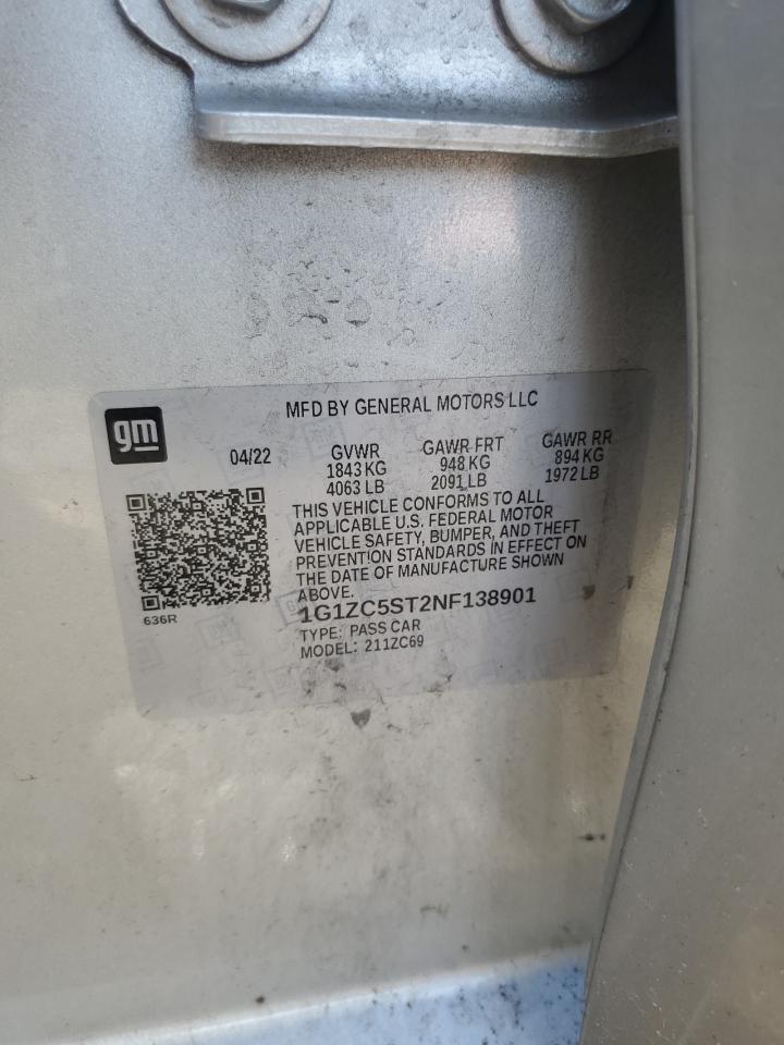 2022 Chevrolet Malibu Ls VIN: 1G1ZC5ST2NF138901 Lot: 65359815