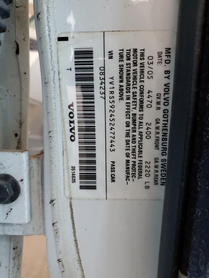 2005 Volvo S60 2.5T VIN: YV1RS592452477443 Lot: 65813005