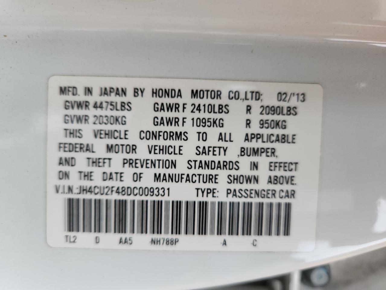 2013 Acura Tsx VIN: JH4CU2F48DC009331 Lot: 65458705