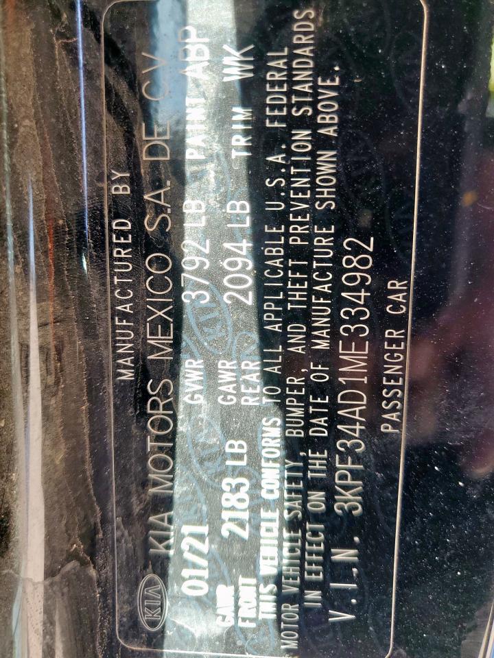 3KPF34AD1ME334982 2021 Kia Forte Gt Line