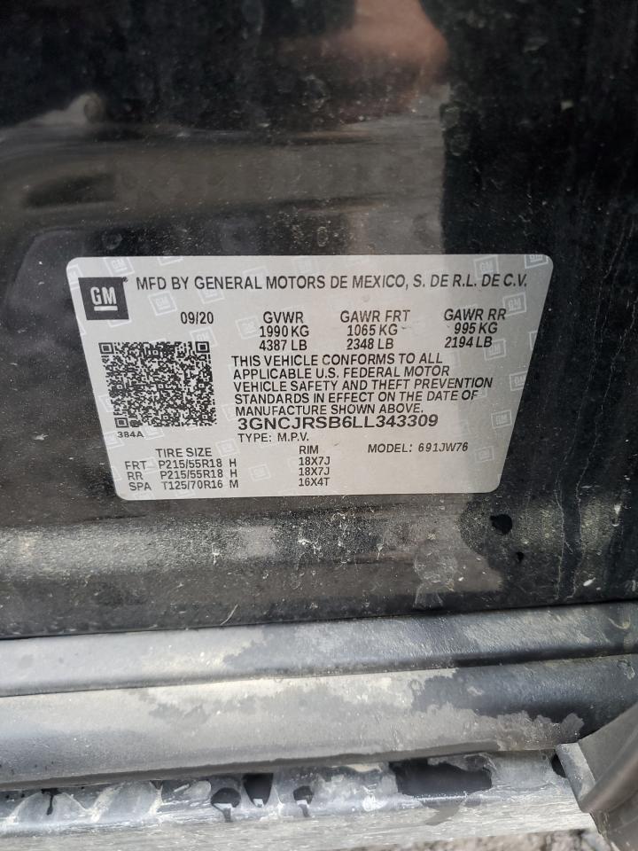 2020 Chevrolet Trax Premier VIN: 3GNCJRSB6LL343309 Lot: 65425565