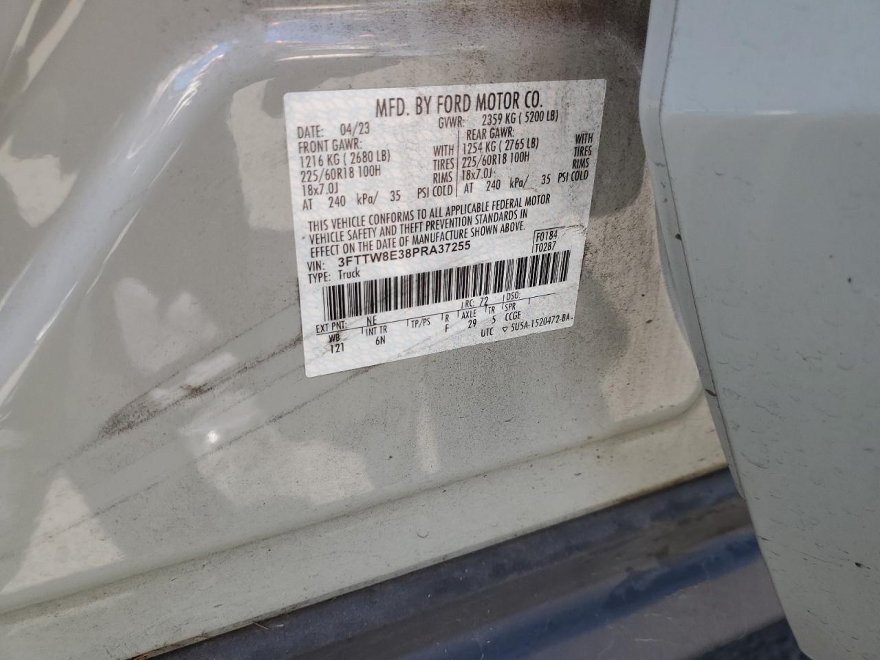 2023 Ford Maverick Xl VIN: 3FTTW8E38PRA37255 Lot: 64794025