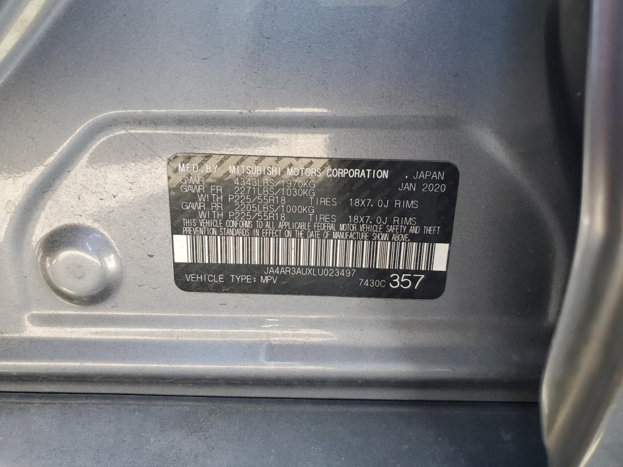 2020 Mitsubishi Outlander Sport Es VIN: JA4AR3AUXLU023497 Lot: 63561095