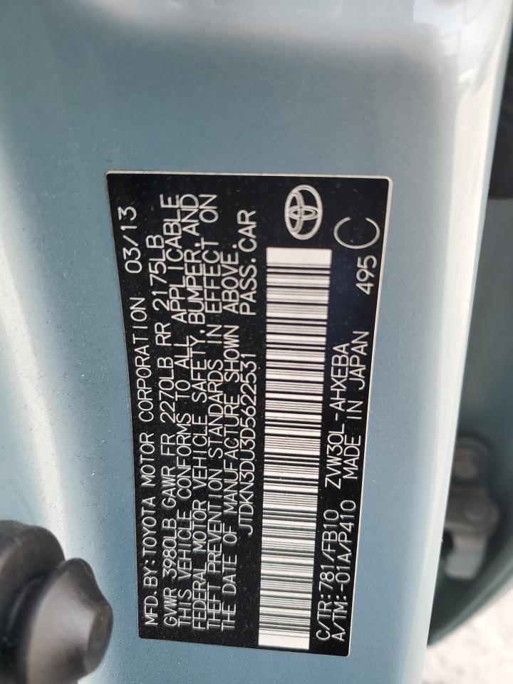 2013 Toyota Prius VIN: JTDKN3DU3D5622531 Lot: 64431795