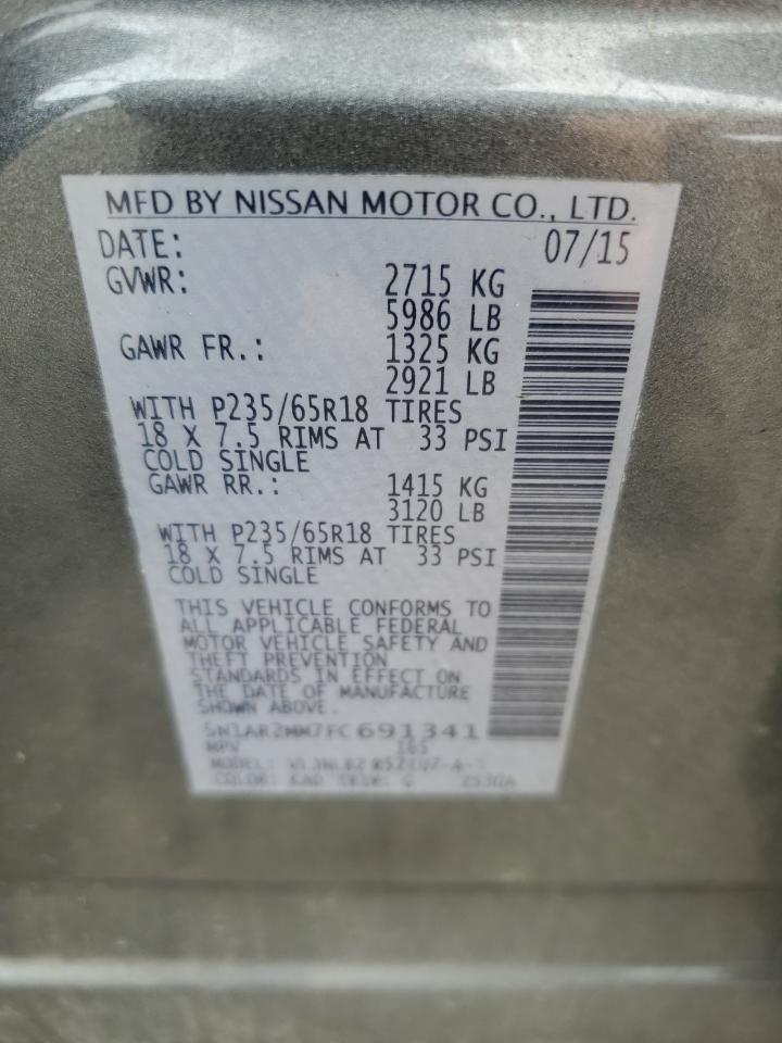 2015 Nissan Pathfinder S VIN: 5N1AR2MM7FC691341 Lot: 65470765