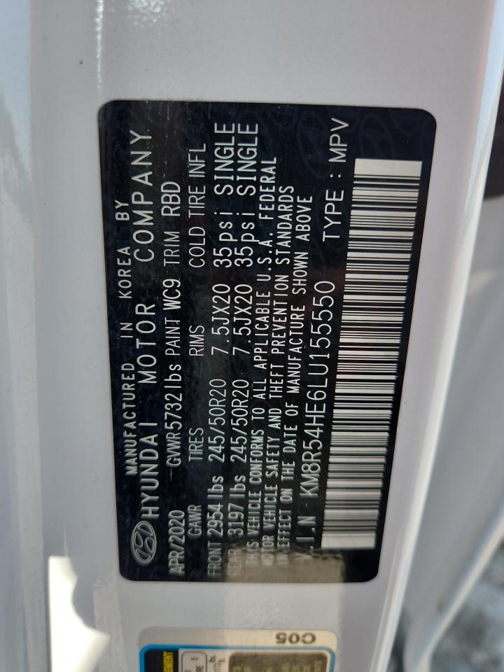2020 Hyundai Palisade Limited VIN: KM8R54HE6LU155550 Lot: 64201095
