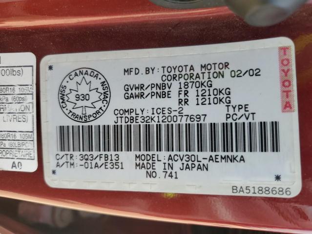 2002 TOYOTA CAMRY LE  