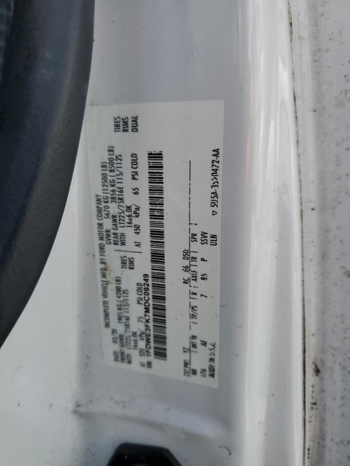 2021 Ford Econoline E350 Super Duty Cutaway Van VIN: 1FDWE3FK7MDC09249 Lot: 64423435