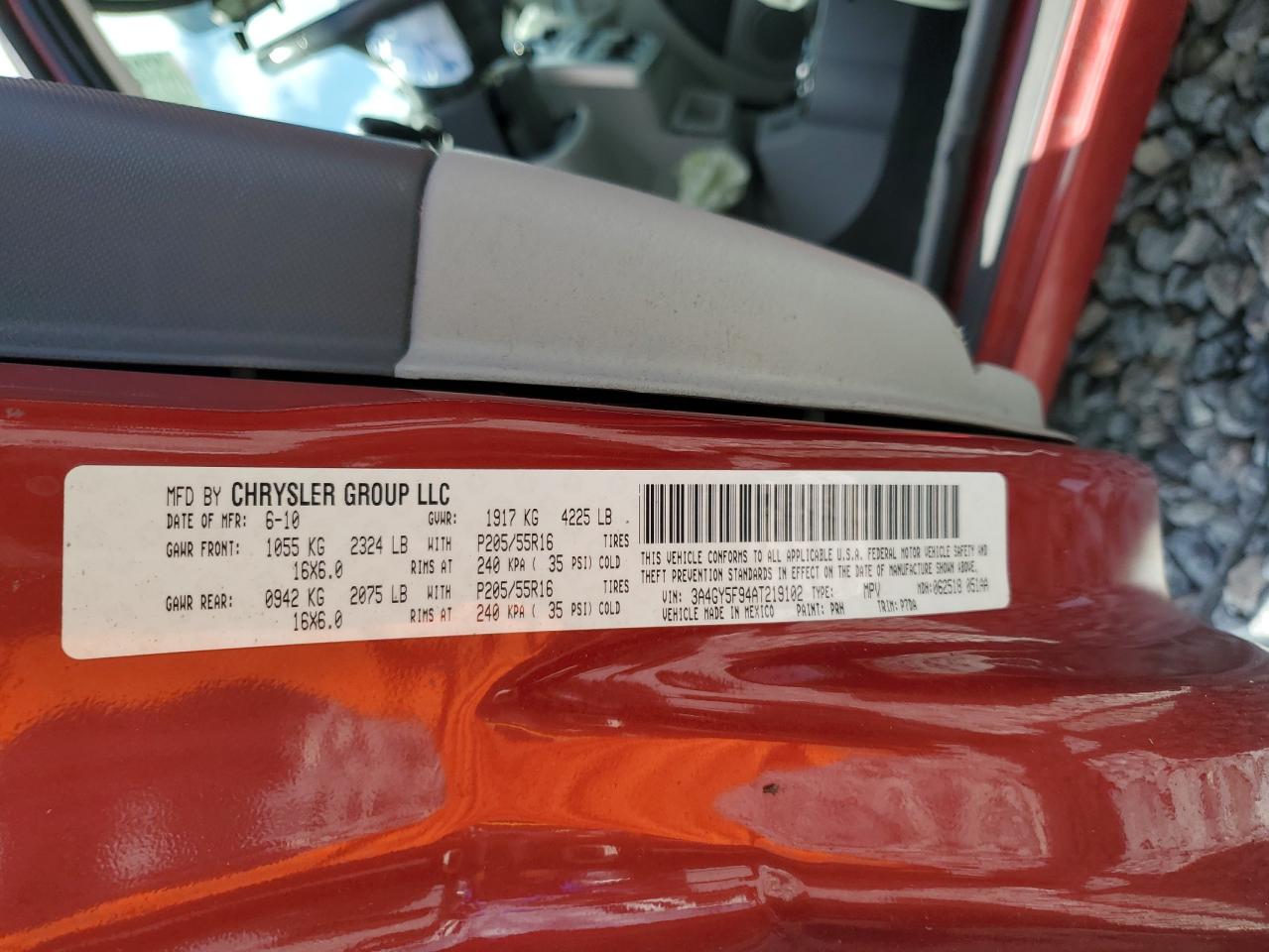 2010 Chrysler Pt Cruiser VIN: 3A4GY5F94AT219102 Lot: 65333645