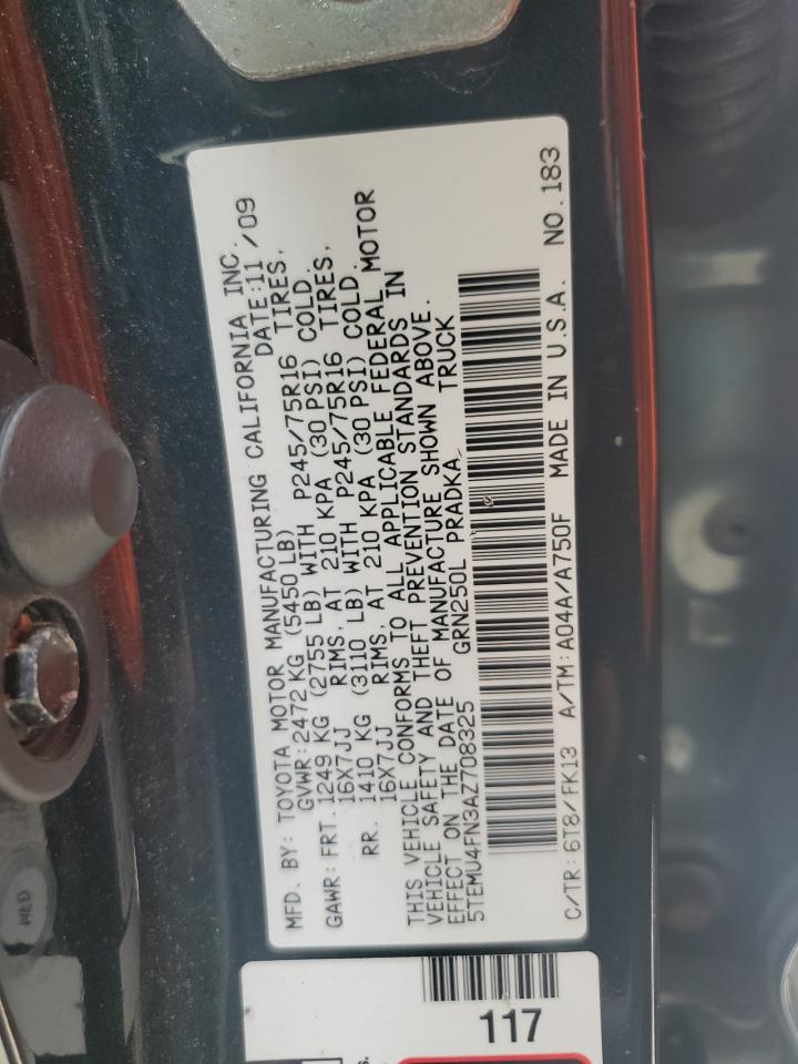 2010 Toyota Tacoma Double Cab Long Bed VIN: 5TEMU4FN3AZ708325 Lot: 64929795