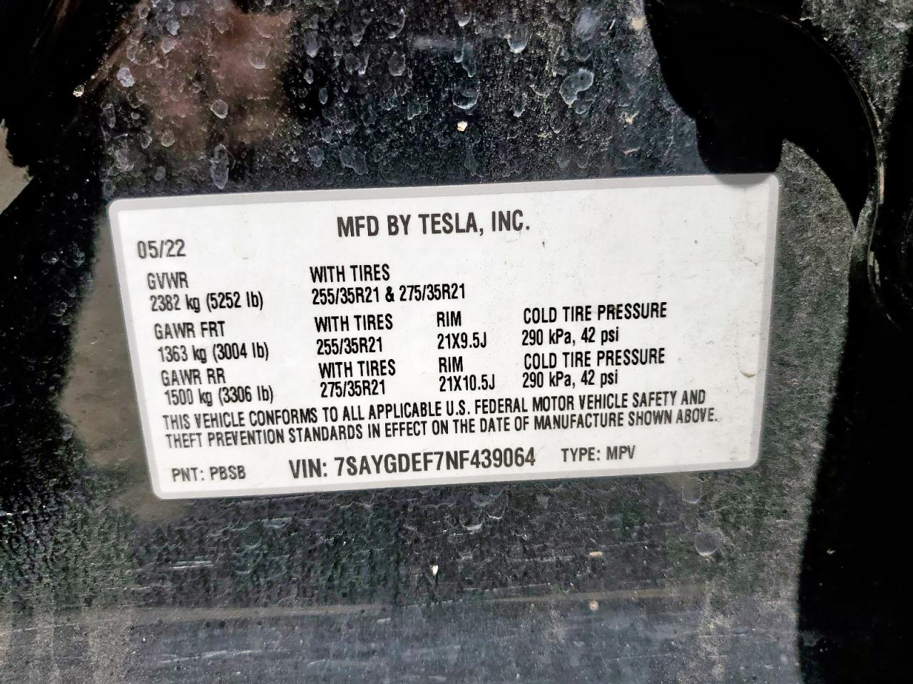 2022 Tesla Model Y VIN: 7SAYGDEF7NF439064 Lot: 64662965