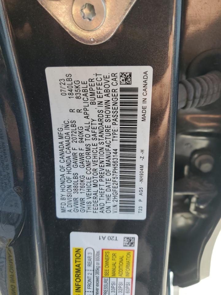 VIN: 2HGFE2F57PH563144 2023 HONDA CIVIC