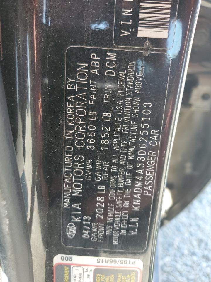 2013 Kia Rio Lx VIN: KNADM4A33D6255103 Lot: 66919995