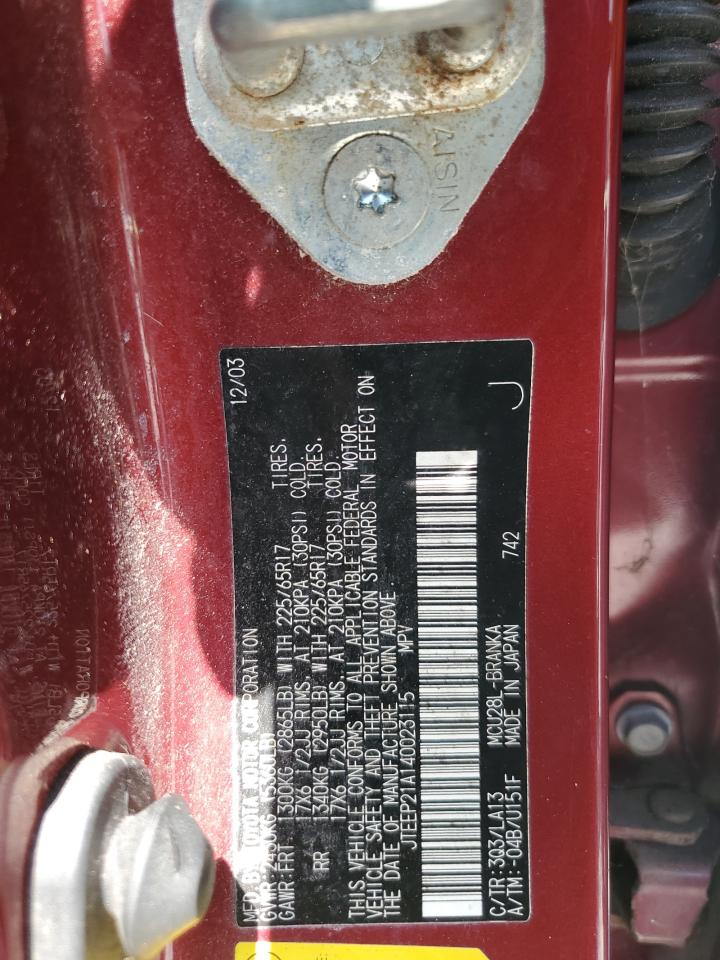 2004 Toyota Highlander VIN: JTEEP21A140023115 Lot: 64686195