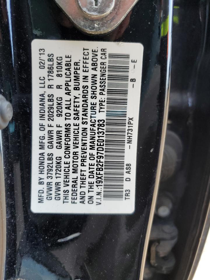 2013 Honda Civic Exl VIN: 19XFB2F97DE013783 Lot: 63932725