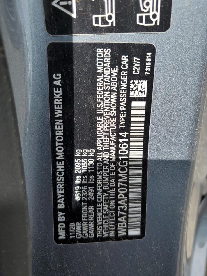 2021 BMW 430Xi VIN: WBA73AP07MCG10614 Lot: 63455105