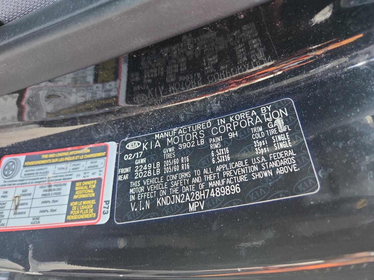 2017 Kia Soul VIN: KNDJN2A28H7489896 Lot: 65056475