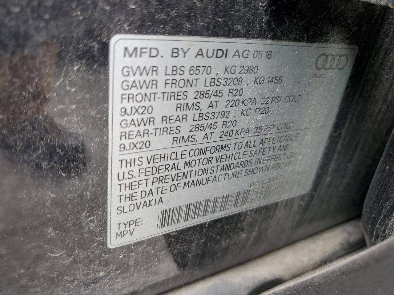 2017 Audi Q7 Premium Plus VIN: WA1LAAF7XHD019660 Lot: 65029745