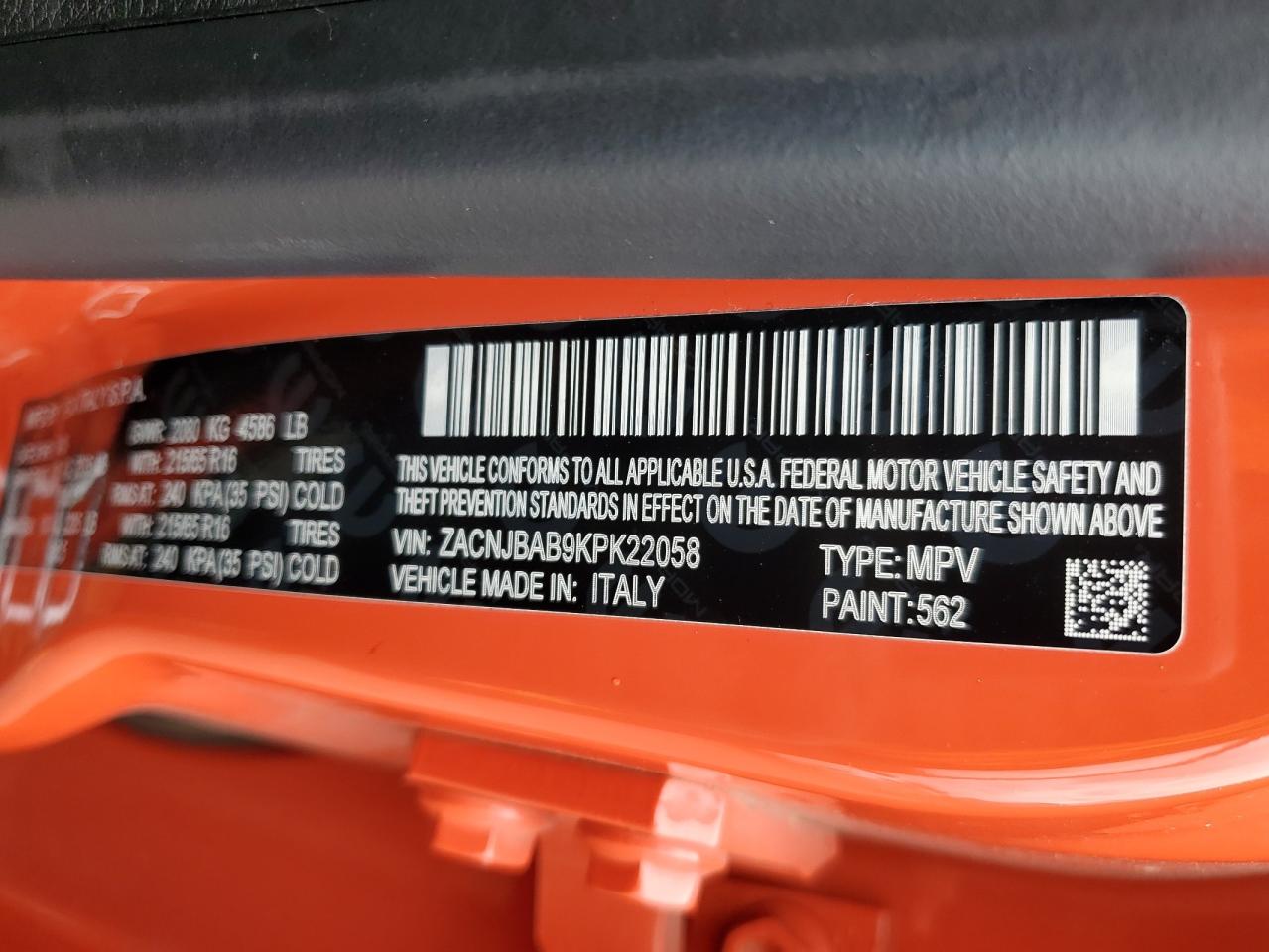 2019 Jeep Renegade Sport VIN: ZACNJBAB9KPK22058 Lot: 64231265